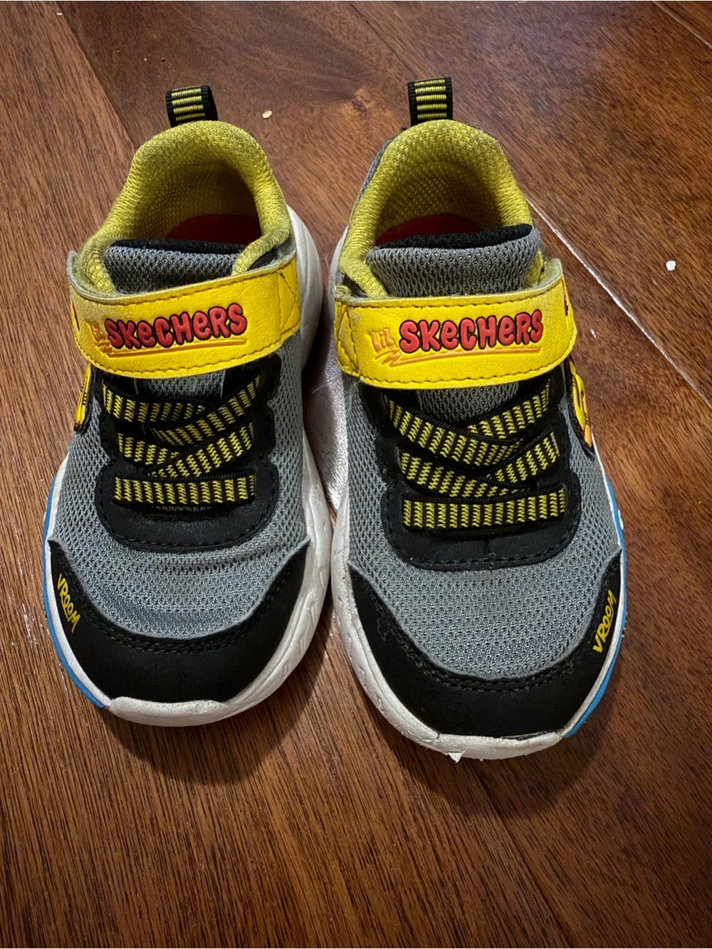 Skechers Kids Gray and Yellow Hook-and-Loop Sneaker